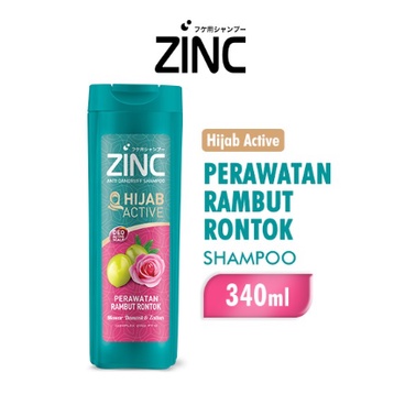 Zinc Hijab Active Shampoo 340ml Mawar Damask Zaitun anti Dandurff Perawatan Rambut Rontok
