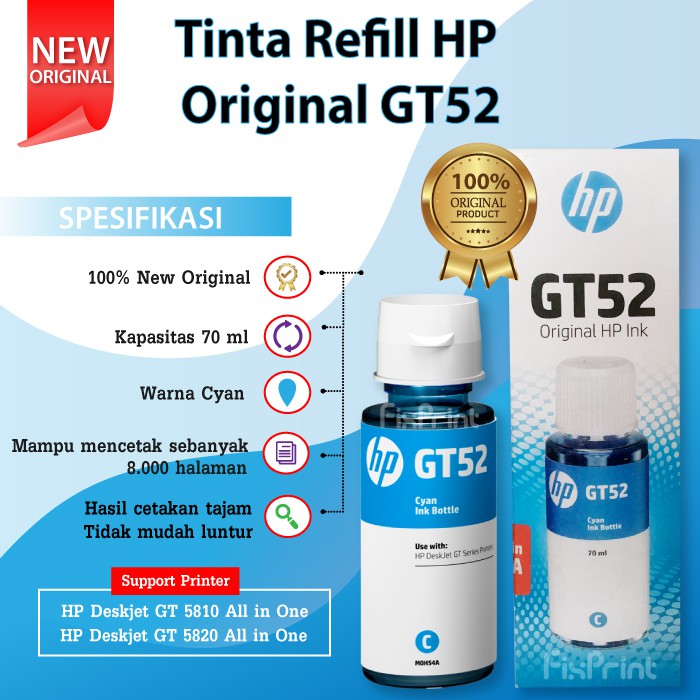 Tinta HP GT52 GT 52 GT53 GT 53 1 Set warna Printer 510 515 550 610 615