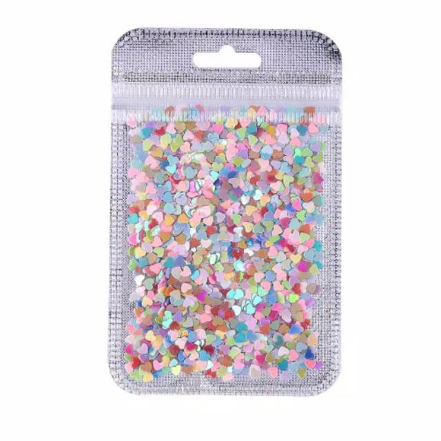 500pcs/kantong sequin nail art decoration bentuk love mix colour