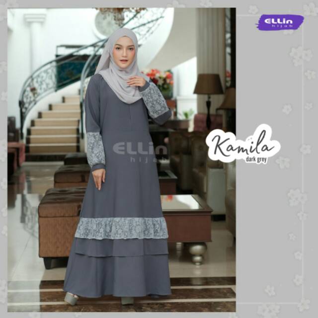 Gamis kamila ORI by ellin hijab ity crepe mix brokat premium semua ukuran