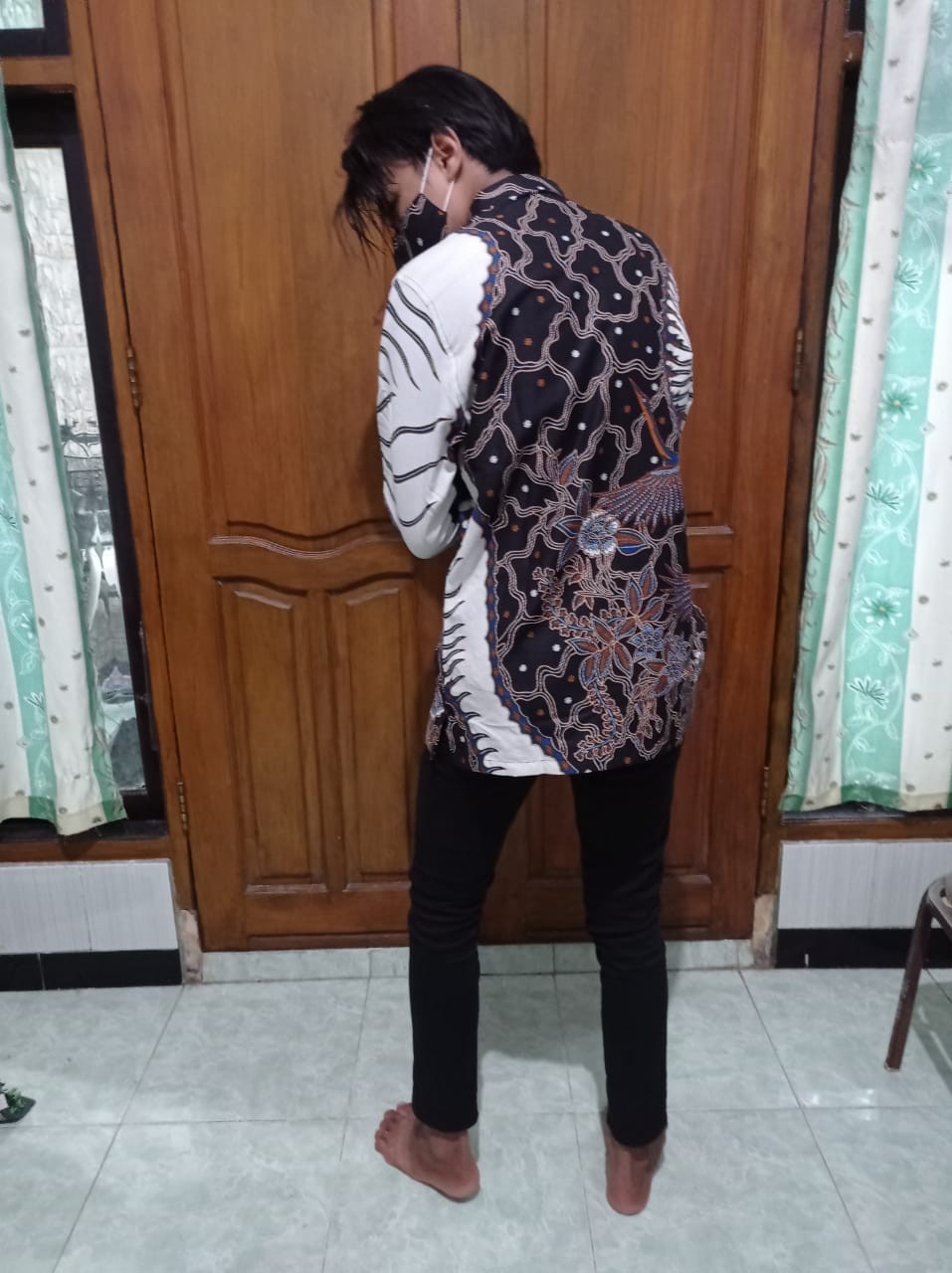 Maginot Kemeja Batik 2.0 Pranata-ls Motif Timbul Lengan Panjang Pria + Free Masker