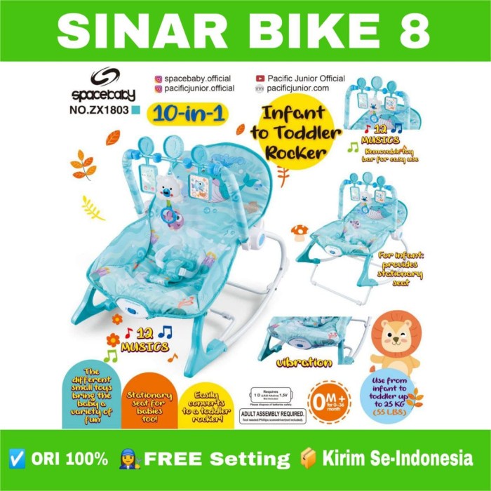 SPACEBABY ZX 1803 Ayunan Bouncer Rocker Bayi Kursi Goyang 10 IN 1