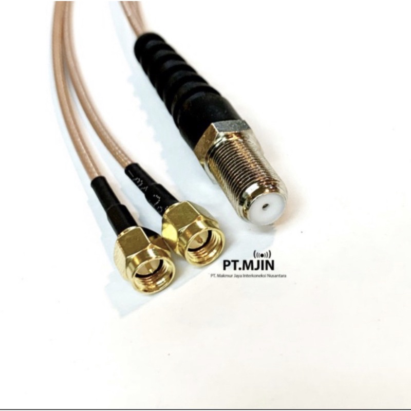 Kabel Pigtail Rg316 Dual SMA male ke F female Panjang 30Cm