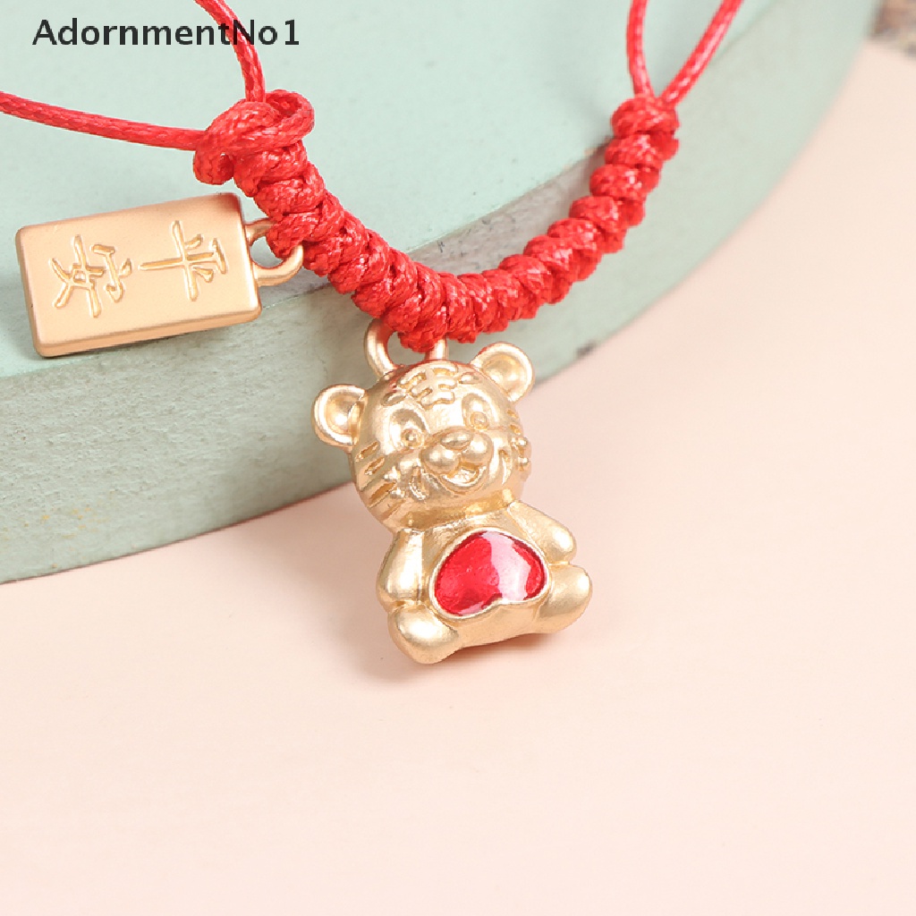 (AdornmentNo1) 2022 Gelang Tangan Tali Merah Handmade Aksen Liontin Macan Untuk Tahun Baru Cina / Imlek