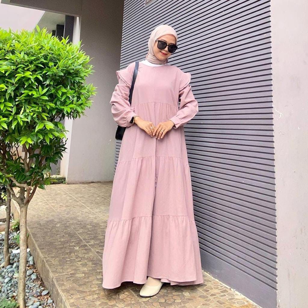 1KG MUAT 4PCS | LESTA DAILY DRESS MAXY PANJANG RUFFLE HITS OOTD SELEBGRAM FASHION GROSIR MURAH WANITA