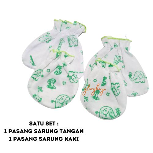 Sarung Tangan Bayi Print Putih Cotton