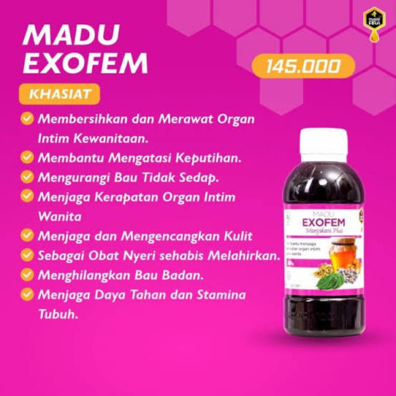 MADU EXOFEM Original Madu Fira 280g BPOM Halal | Madu Herbal Manjakani Atasi Keputihan - Bau Tak Sedap Mengurangi Nyeri Haid - Merawat &amp; Membersihkan Organ Intim Kewanitaan