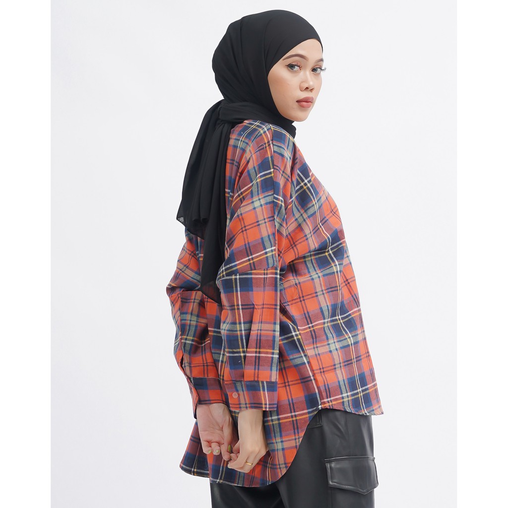 KEMEJA BOYFRIEND KOREA OVERSIZE OMBRE FLANEL PREMIUM SHIRT B341-Motif 10