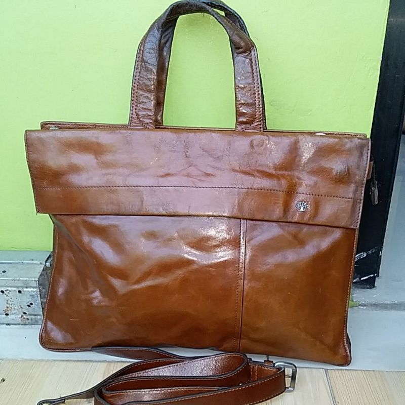 (nego) tas laptop kulit asli ala mulberry brand litchi