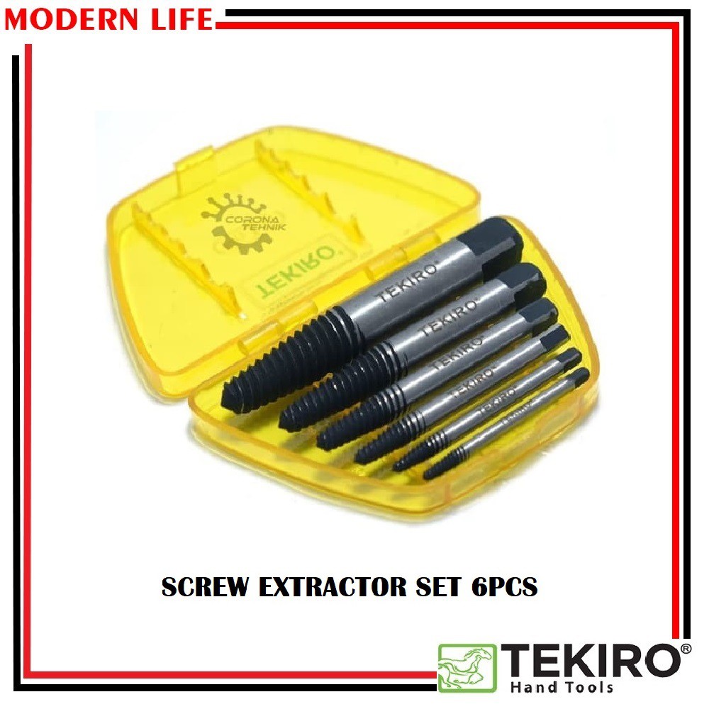 TEKIRO Screw Extractor 6 Pcs Pembuka Baut Set Tap Balik