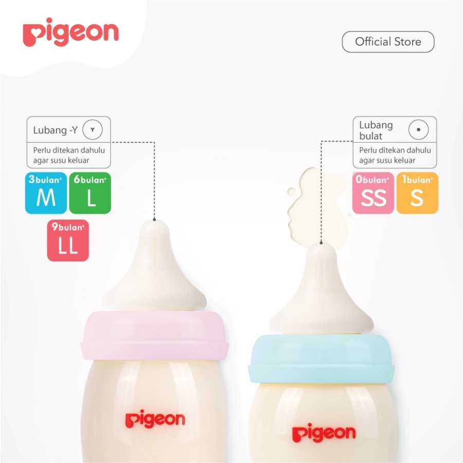 Pigeon Soft Touch Peristaltic Plus Nipple size S M L 2pcs Dot Bayi Pigeon