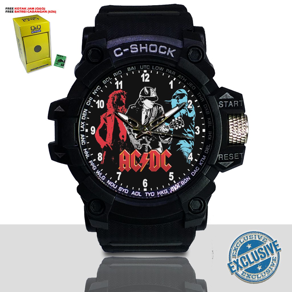 (EXCLUSIVE ) JAM TANGAN ACDC WATER RESIST FREE BOX DAN BATREI - NO.8