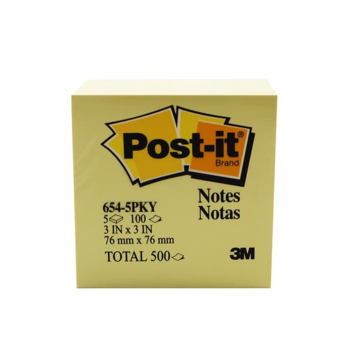 Post it 654 3M / Post It 76 mm x 76 mm 3M Kuning