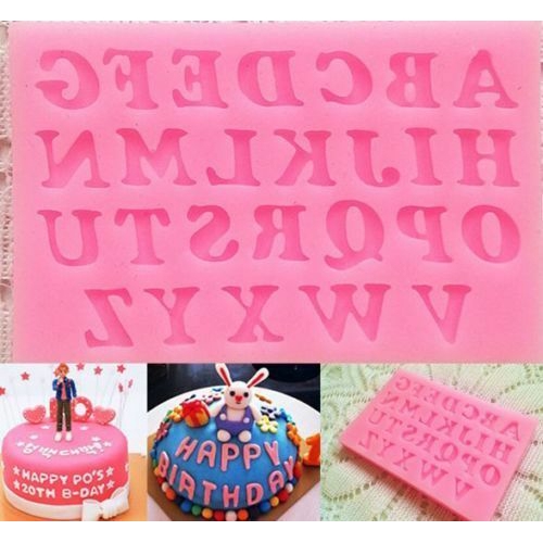 Cetakan Adonan Kue Fondant Desain Huruf Alfabet Bahan Silikon