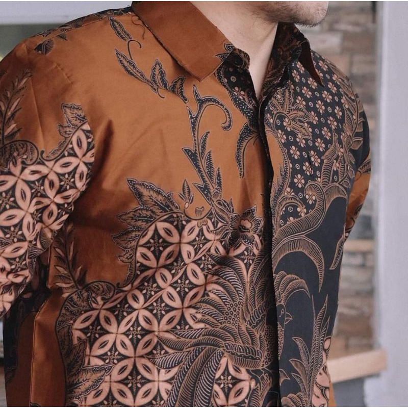 Kemeja Batik Pria Modern Baju Batik Pria Lengan Panjang Sragenan Bahan Katun Lapis Furing