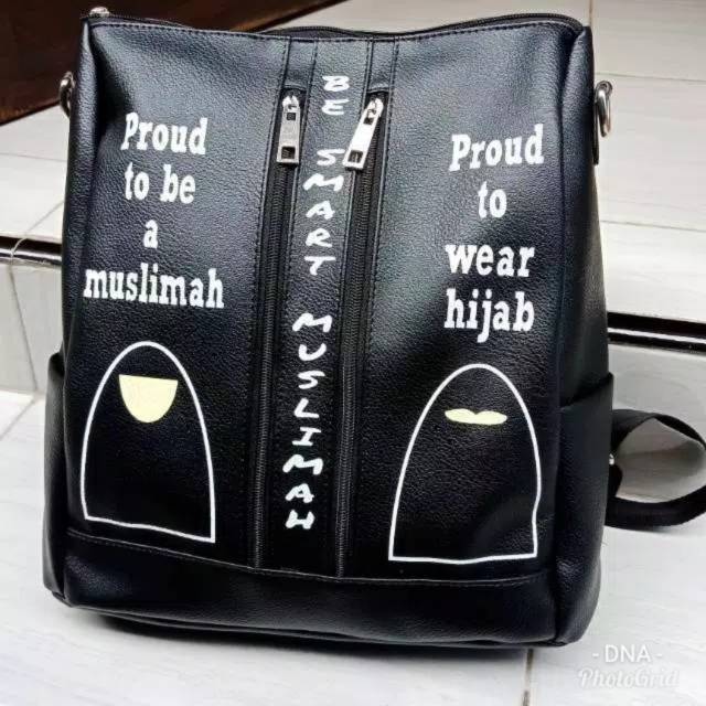 TAS RANSEL DAKWAH MUSLIMAH - BE A SMART MUSLIMAH RESLETING 2 TAS NIQAB NIQOB TUMBLR BAG