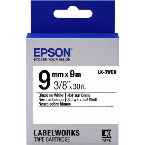 Epson LK 3WBN LK 3YBP LabelWorks 9mm 9meter Label Tape Cartridge