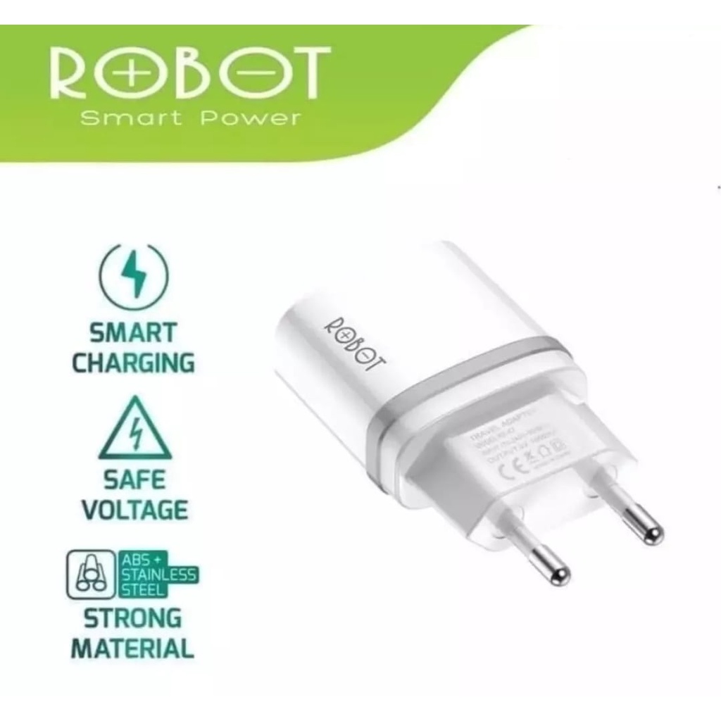 Charger ROBOT K7 ORIGINAL Quick Charge Output 5V/1A Charger ROBOT K7 With Cable Micro USB 1m-Casan Android Support All Smartphone