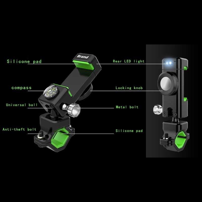 Terlariss !! Guider Smartphone Holder Sepeda dengan Kompas dan Lampu LED - Q003