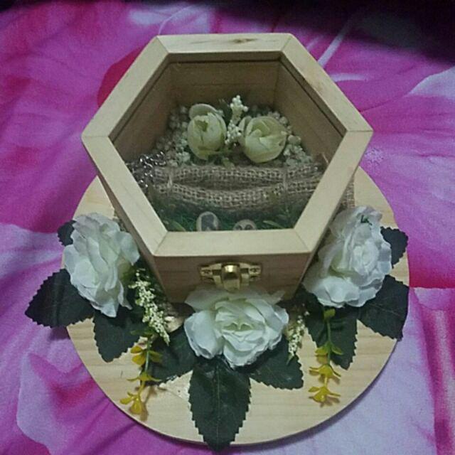 Ring Box, Kotak Cincin, Kotak Seserahan, Ring Bearer - Rustic Dengan/tanpa Inisial.