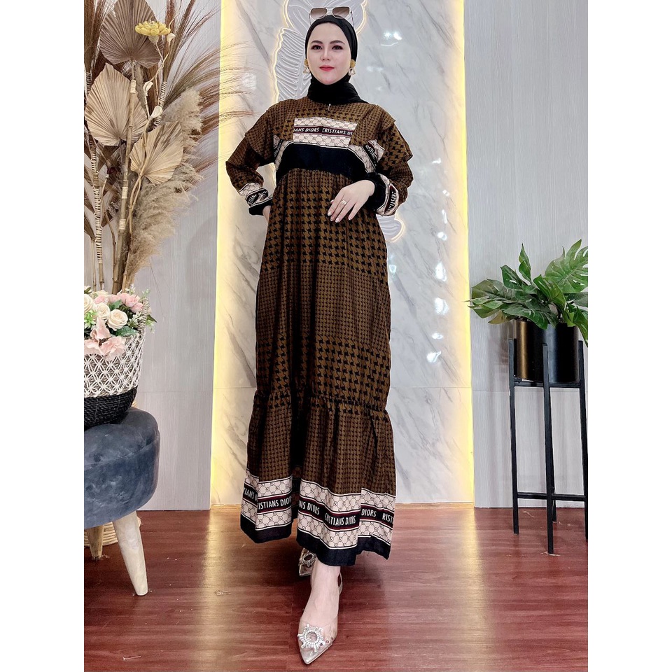 Gamis Maxi Modern/ Rayon Armor Lembut Adem Halus/Gamis Fashion Wanita Kekinian