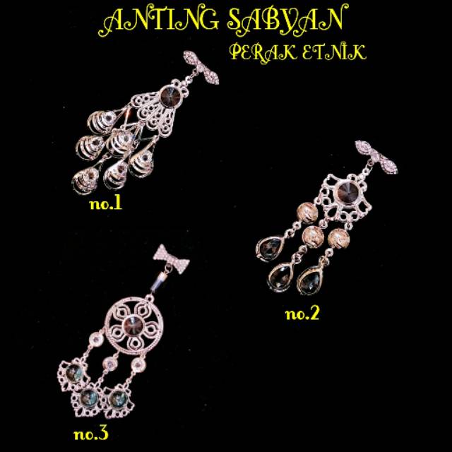 Isi 6 pcs brooch dagu/anting  SABYAN perak