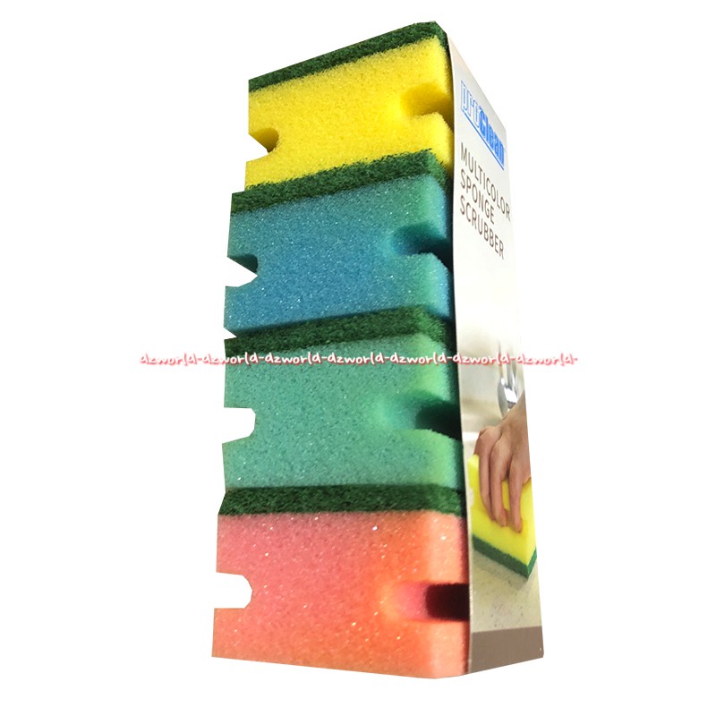 Proclean Multicolor Sponge Scrubber 4pcs Spon Serba Guna Spon Pembersih Peralatan Makan Cuci Piring Kompor Perabot Berwarna Warna Warni