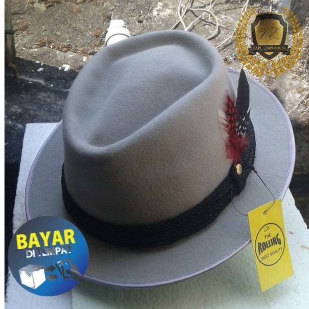 TOPI LAKEN FEDORA STOUT Topi Fedora Marlboro Porpie Panama Trilby Bowler Vintage Bahan Laken Import