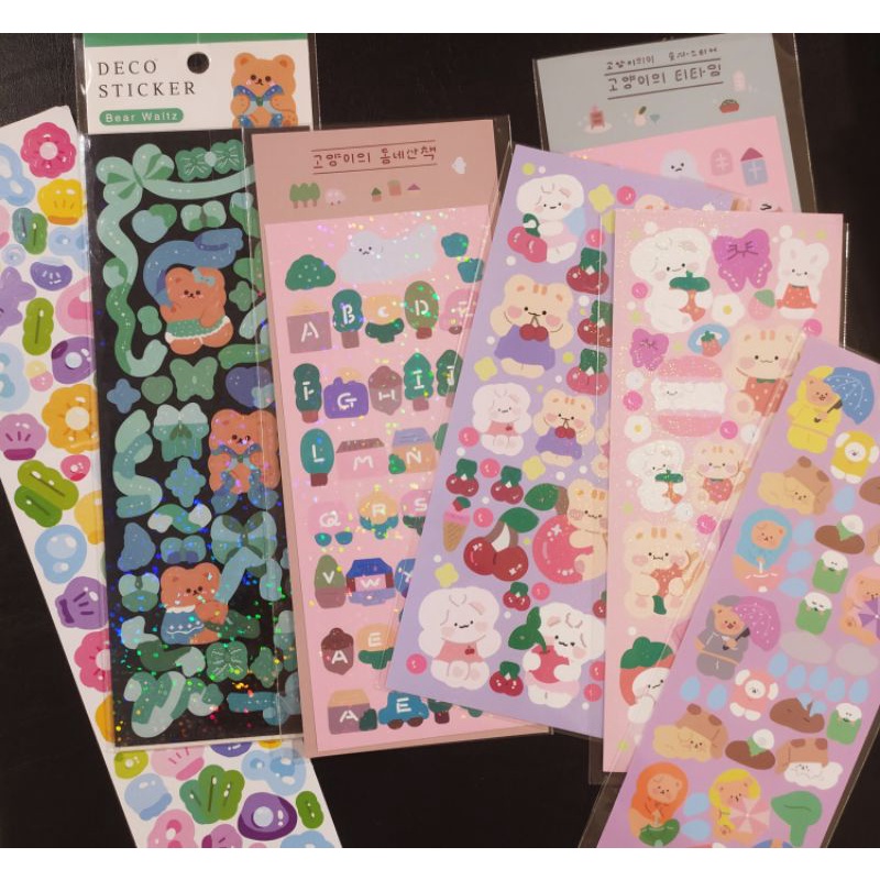 

HOLOGRAM GLITTER DECO STICKER CONFETTI BEAR RABBIT PASTEL KOREA