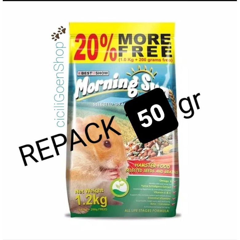 Repack 50 gr Makanan Hamster Morning Sun selected grains and seeds