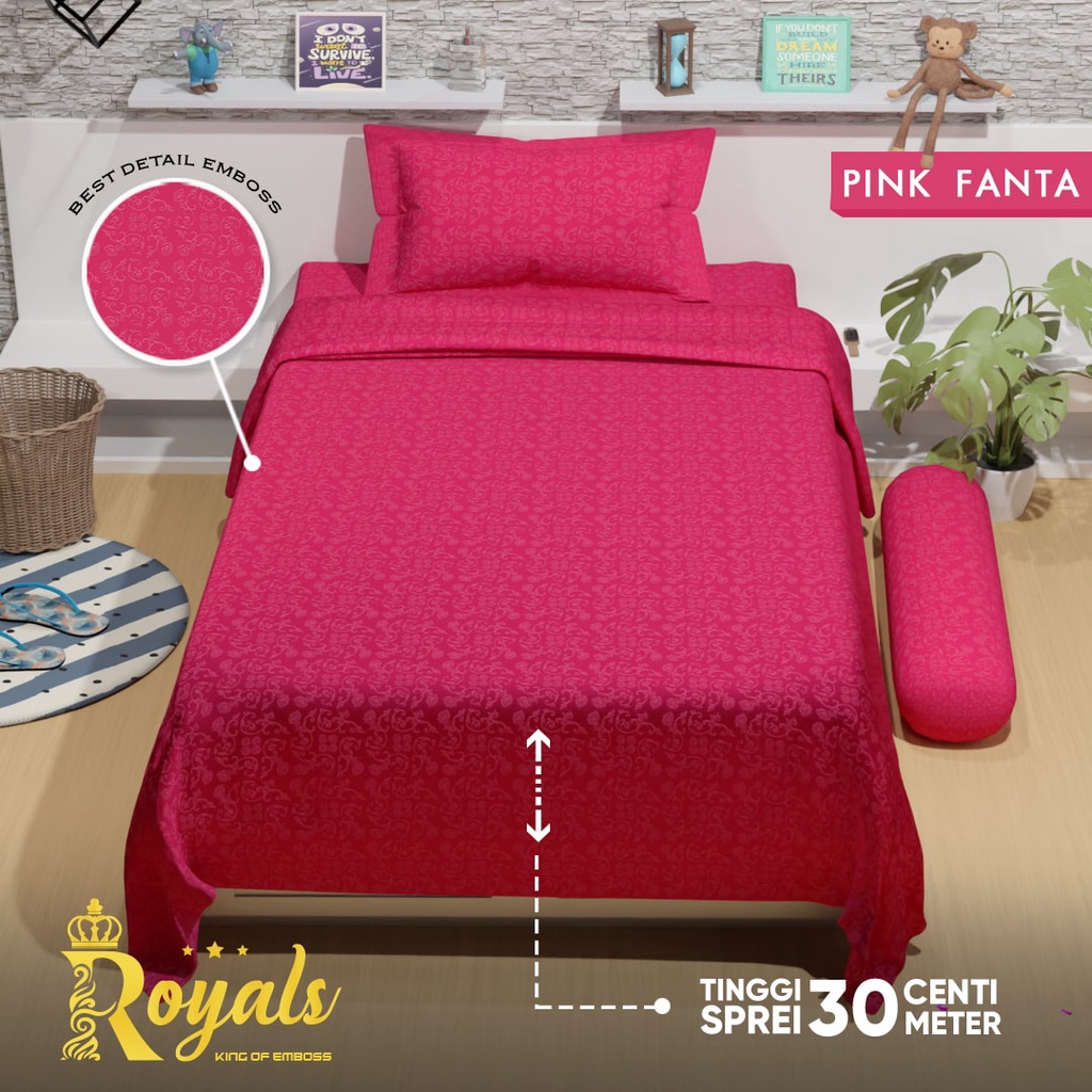 Royals BedCover Set Sprei Uk 120 - Pink Fanta