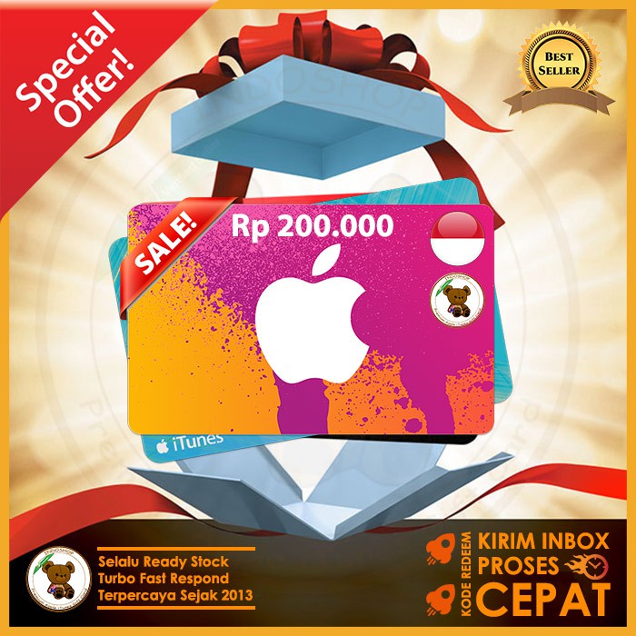 Voucher Redeem iTunes Gift Card Rp 200.000 - 