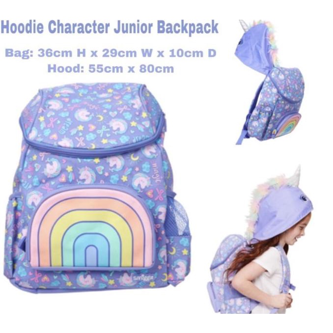Promo Harga Smiggle Backpack Junior Hoodie Unicorn Ungu Tas Anak Tk Sd Original