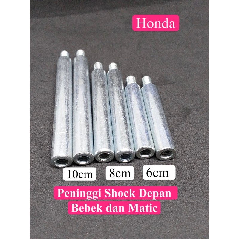 Sambungan SHOCK DEPAN HONDA YAMAHA MOTOR BEBEK MATIC Peninggi SKOK DEPAN MODEL SULING SHOK SULINGAN SOCK SOK PEREDAM KEJUT BESI DEPAN 4CM 6CM 8CM 10CM 6 8 10 CM MIO NMAX XEON JUPITER mx VEGA FIZ JUPITer MX Z BEAT SCOOPY VARIO CLICK SUPRA REVO XRIDE VIXION