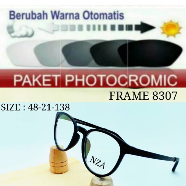 Paket Frame kacamata Lensa Photocromic Anti Radiasi Minus Plus dan Anti UV , Kacamata Terbaru