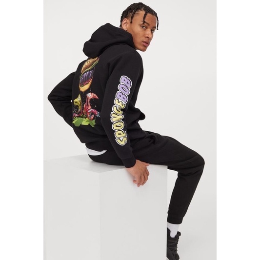 Hoodie H&M Spongebob Krabby Patty Black