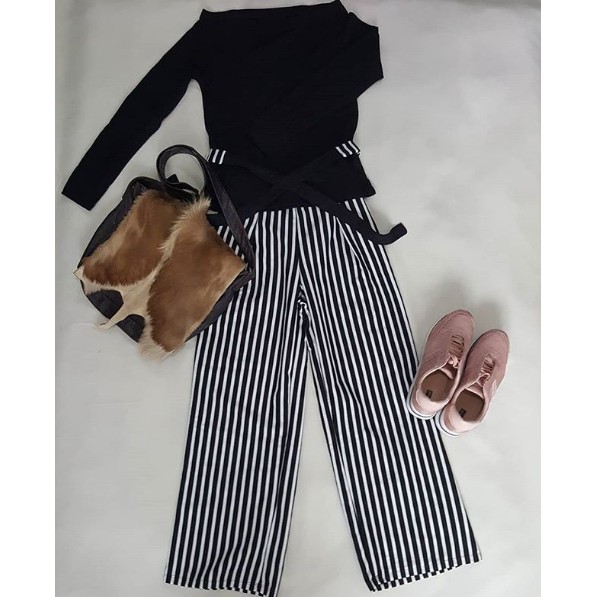 Baju wanita stripe atasan bawahan