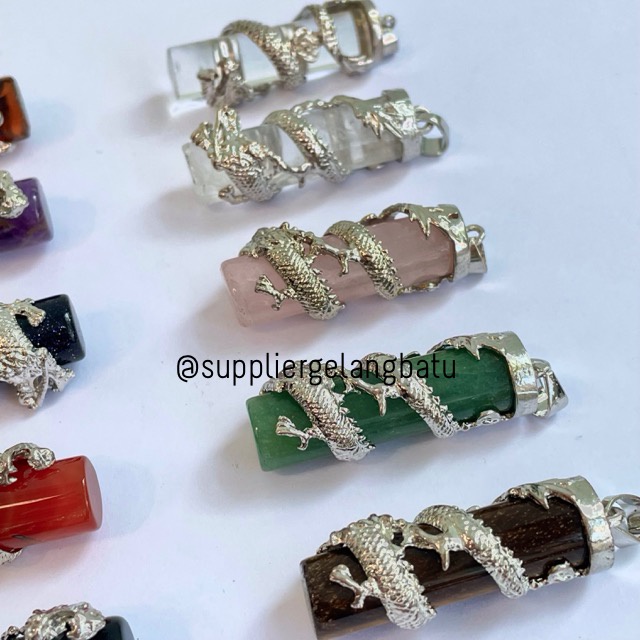 [ TERLARIS ] KALUNG LIONTIN GIOK CINA NAGA LILIT BATU ALAM PRIA KESEHATAN VITALITAS ASLI KECUBUNG ONYX GARNET QUARTZ