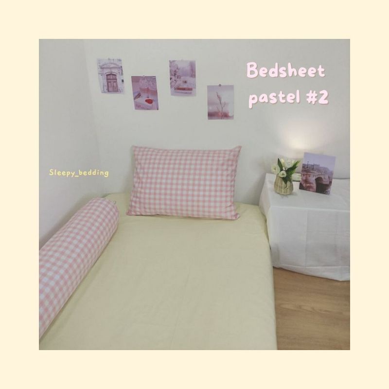 (1set) Sprei polos / sprei pastel / sprei korea simple / sprei set aestethic / sprei set gingham
