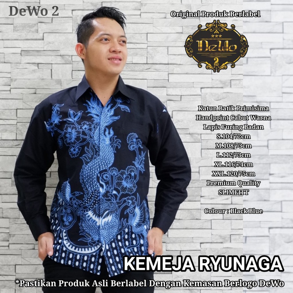 RYUNAGA Kemeja Batik Pria Lengan Panjang | Hem Batik Pria FULL FURING DeWo