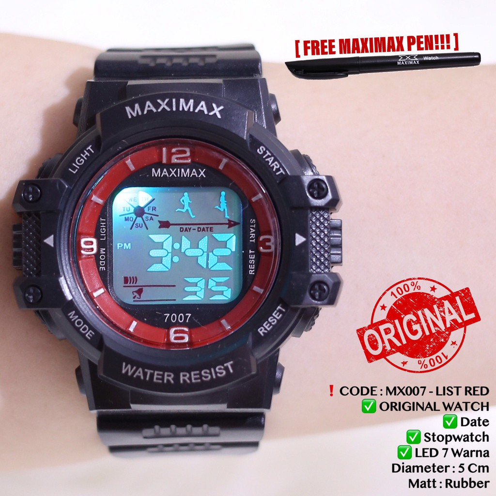 Jam tangan digital pria wanita FREE PUPLEN MAXIMAX model gshock LED watch MX7007