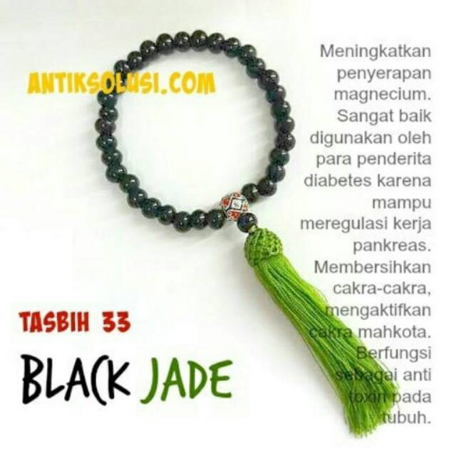 Tasbih Muslim Batu Alam Black Jade