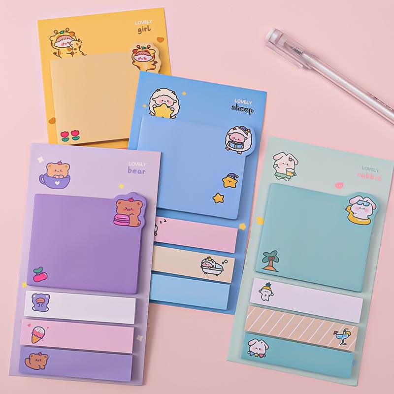 80 Lembar Kertas Memo Sticky Note / Motif Kartun Hewan Lucu Untuk Anak Perempuan