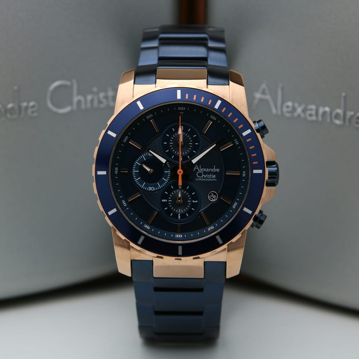Alexandre Christie Pria AC6141MC AC6141 AC 6141 MC Blue Gold Stainles Steel Original