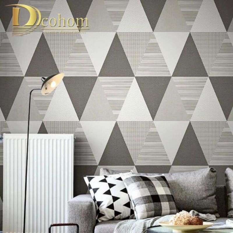 Wallpaper Dinding Segitiga Abu ( Geometris ) 8m s/d 9m x 45cm