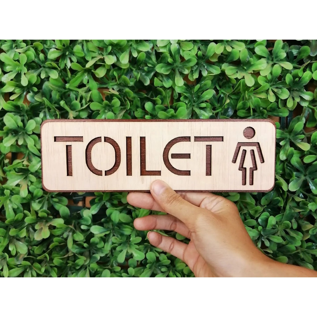 Signage Kayu Toilet Laser Cutting