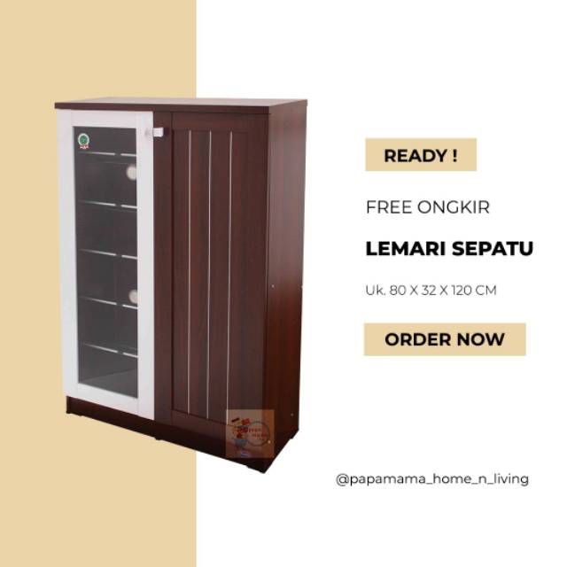 Rak Sepatu 2 pintu Mininalis - Lemari Sepatu Pintu Kaca Kombi - Sale Lemari Sepatu Medan