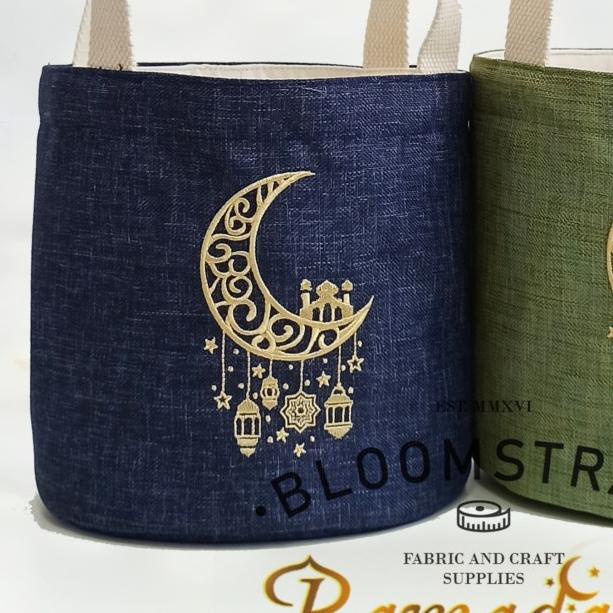 

♘ [ BURNET ] Idul Fitri Hampers Bucket Bag Kanvas Tas Parsel Ramadan - Navy, Tas ☝