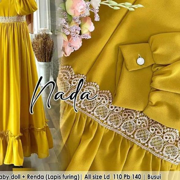 ⅎ Gamis Seruty Babydoll Terbaru2022 Nada Dress Baju Wanita Gamis Renda Dress Pesta Fashion Muslim Ga