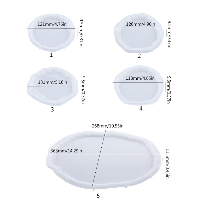 Siy 5Pcs Cetakan Resin Epoksi Bentuk Asimetris Bahan Silikon